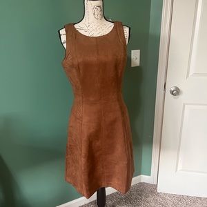 New White House Black Market- Whiskey color, faux suede, lined dress. Size 6.